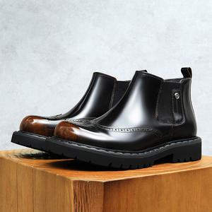 Bottes de Travail pour Hommes Printemps-Automne en Cuir Véritable avec Motif Léopard en Relief, Semelle en Caoutchouc Imperméable - Product Image 4