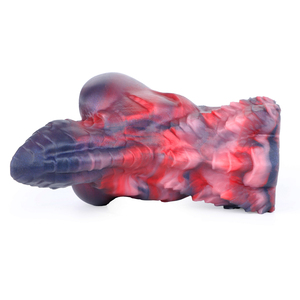 Scarlet-Scaled Tyrannosaurus Fantasy Male <b>Masturbator</b> 3D Textured Silicone Stroker Internal Massage Channel Adult Pleasure Toy - Product Image 3
