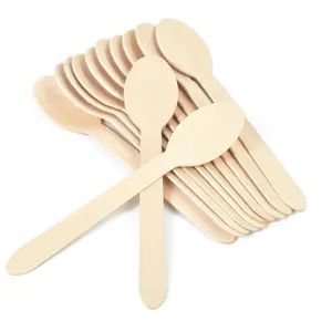 Eco Friendly prodotti 2023 monouso 100% materiale naturale resistente al calore stoviglie Eco legno di betulla gelato cucchiaio di legno 16Cm