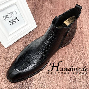 Nouvelles bottes faites à la main - chaussures pour hommes en cuir véritable - manchon en cuir pour bottes - bottines Chelsea - bottes britanniques en coton pour hommes - Product Image 3