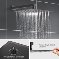 Ensemble de mitigeur de douche à effet pluie dissimulé en or, 2 voies, salle de bain moderne noire, ensemble de douche mural pour salle de bain