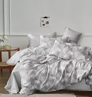 Parure de lit en polyester à imprimé feuilles, housse de couette grise botanique avec taies d'oreiller, linge de lit doux en microfibre pour la maison, l'hôtel, vente en gros
