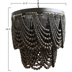 Đèn chùm sang trọng ánh sáng đèn chùm kim loại màu đen với hạt gỗ cho phòng khách và phòng ngủ ánh sáng Trần - Product Image 3