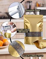 Pochette refermable à fermeture éclair imprimée en couleur avec fenêtre transparente, sac alimentaire refermable pour noix mélangées et en-cas