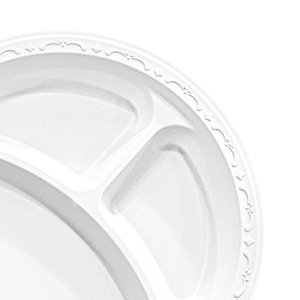 [400 unidades] 10 Platos de PP con relleno mineral, 3 compartimentos, redondos, blancos - Product Image 2