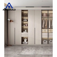 AMAZBUILD Coiffeuse en bois au design moderne avec miroir à porte vitrée, armoire de chambre et armoire murale pour mobilier de chambre