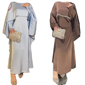Abito modesto con diamanti di alta qualità da donna Dubai da sera Abaya tinta unita per la preghiera Eid e lo stile del golfo del Ramadan arabiano - Product Image 1