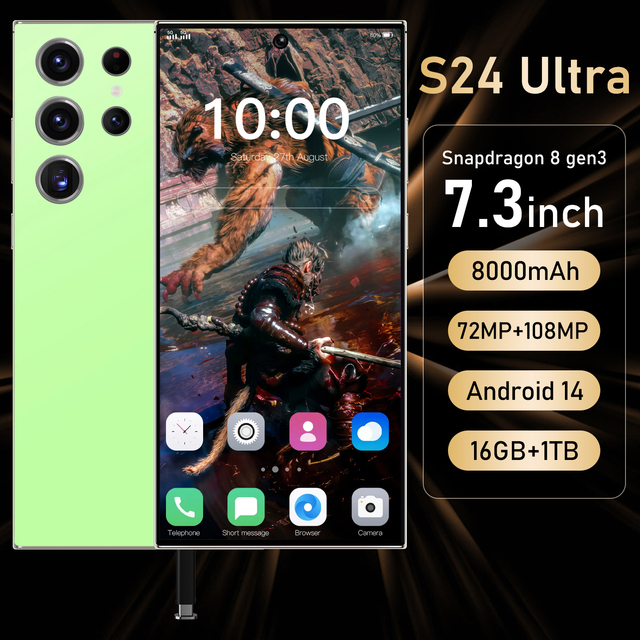 Large Memory S24 Ultra 12G+512GB 5G LTE Smartphone HD 108MP 120Hz OLED Global Version Mobile Phone Cheap Android 14