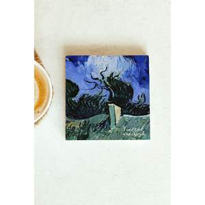 แผ่นรองแก้วลายวินเซนต์ แวนโก๊ะ รุ่น Single Stone ขนาด 96 มม. รูปทรงสี่เหลี่ยม สำหรับเป็นของขวัญทางธุรกิจหรือของพรีเมียม - Product Image 1