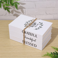 Ensemble de trois livres rectangulaires de style rustique avec corde en chanvre blanche, livres décoratifs pour la décoration de la maison, de la table basse et de la salle de séjour