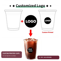 Gobelets transparents en PET pour boisson Matcha avec couvercle plat et paille, et manchon en papier personnalisé pour café à emporter, vente en gros