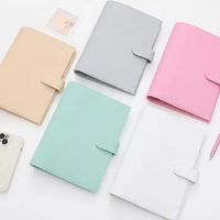 Organisateur de rangement portable de luxe en cuir Saffiano uni avec fermeture à boucle, couverture personnalisée pour agendas, anneaux dorés A5 A6