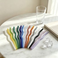 Pailles en verre borosilicate colorées ondulées, prêtes à l'emploi (RTS), pour la maison, le bar, les fêtes, vente en gros, qualité alimentaire