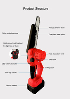 Mini tronçonneuse sans fil Elehand de 8 pouces, sans balais, rechargeable, électrique, portative, pour la coupe du bois, l'élagage et la taille des arbres