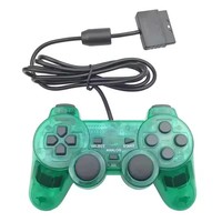 Manette de jeu filaire Comfort Grip, manette de jeu transparente à vibration pour PS2