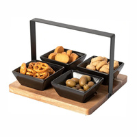 Ensemble de bols en bois d'acacia naturel écologique, plateau de service décoratif rond pour chocolat et noix, luxe