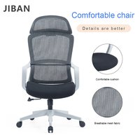 Chaise de bureau ergonomique moderne en maille, réglable en hauteur, pivotante, gris foncé, avec cadre haut et appui-tête, pour la maison et l'atelier, vente en gros