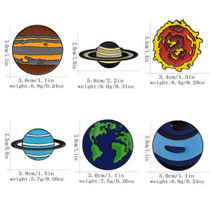 漫画かわいい惑星ブローチ地球太陽土星水星金星エナメルラペルピン - Product Image 3