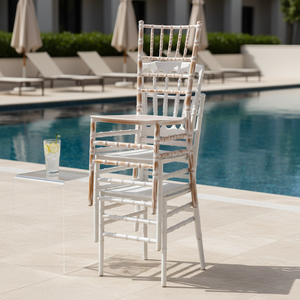 Chaises de mariage pour hôtel, en plastique PP imitation bambou, empilables, modernes, de luxe, pour salle à manger, banquet, loisirs, chaises Chiavari pour la maison - Product Image 3