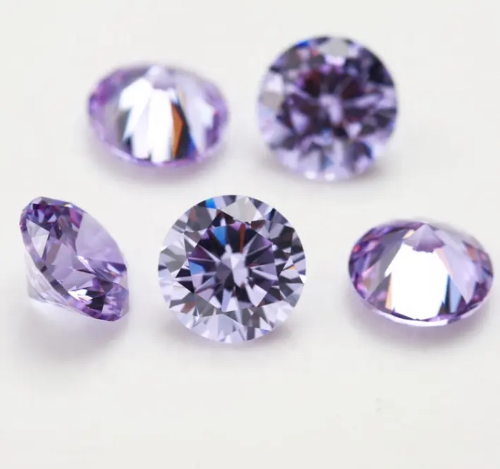 Factory price round Brilliant cut violet color gemstone Cubic Zirconia diamond stones