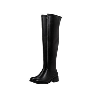Noir solide de haute qualité en cuir bottes longues femme bottes d'<span class=keywords><strong>équitation</strong></span> chaussures de mode pour femme, <span class=keywords><strong>fille</strong></span> - Product Image 1