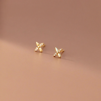 S925 Sterling Silber Mode Vierblättrige Blumen-Diamant-Ohrstecker für Damen