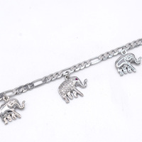 S0389 bracelet de cheville de haute qualité argent Zircon éléphant cheville couleur argent femmes prix de cheville d'été