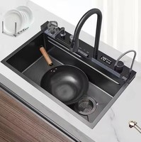 Évier cascade LED Premium avec affichage numérique, commandes multifonctionnelles intelligentes pour cuisines de luxe