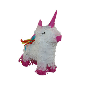 Venta al por Mayor de verano al aire libre blanco y rosa diseño unicornio caballo en forma de papel piñata para chico fiesta - Product Image 4