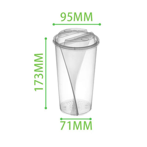 Bicchieri in Plastica per Bubble Tea e Succhi <span class=keywords><strong>da</strong></span> 18/22/24oz con Coperchi, Bicchieri Monouso in PP, Bicchieri Divisi a Metà - Product Image 2