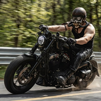 Casque de moto demi-coque personnalisé avec masque amovible, style gothique, en cuir noir mat, pour motard, Warhammer, chevalier, cyberpunk