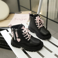 Nouvelles bottes montantes en cuir pour filles, collection automne-hiver, avec fermeture éclair latérale, semelle épaisse résistante à l'usure, style décontracté pour enfants