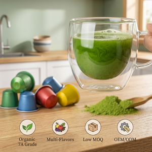 Cápsulas de Matcha Ceremonial Premium Sin Aditivos, Té Verde Puro en Cápsulas Individuales Compatibles con Nespresso Dolce Gusto, a Granel - Product Image 1