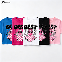 T-shirt de gymnastique pour jeunes, personnalisé OEM/ODM, pour la danse et le cheerleading, avec strass, design en coton court multicolore, pour Halloween