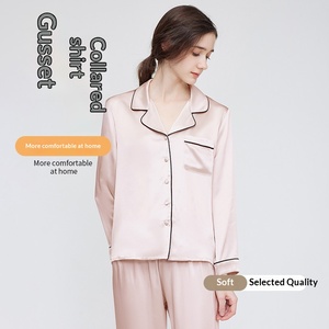 Nuova Collezione Autunno 2025: <span class=keywords><strong>Pigiama</strong></span> di Lusso in Pura <span class=keywords><strong>Seta</strong></span> di Gelso 100%, Tinta Unita, Maniche Lunghe, 19 Momme, per Donna - Product Image 3