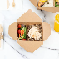 Boîte à lunch jetable personnalisée King Garden avec logo pour l'emballage de sushis et de nouilles, en papier enduit, forme carrée/plate, capacité de 24 à 96 oz