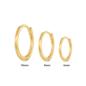 ROXI 3Pcs/Set 6/8/10mm S925 <b>Sterling</b> <b>Silver</b> Simple <b>Hoop</b> Huggies Earrings 18K Gold - Product Image 1