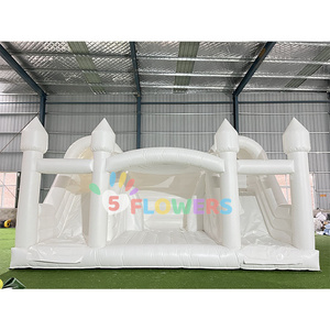 Tobogán doble Casa de rebote blanca Estructura de castillo hinchable tobogán Jeux Chateau gonflable blanc - Product Image 2