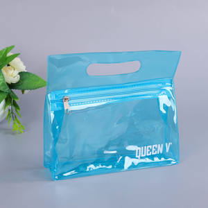 Sac à main en PE coloré personnalisé avec fermeture éclair, emballage pour cosmétiques et articles de toilette, haute transparence, recyclable, gaufrage, cadeau - Product Image 1