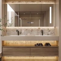 Design moderne Hôtel Salle de bain Lavabo Miroir Maisons Salle de bain Vanité Bain Cabinet Combo LED Touch Illuminate Miroir