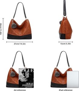 Bolso Tote de PU de Gran Capacidad con Cierre de Cremallera, Estilo Retro Europeo Americano, Patrón Sólido, Bolso de Hombro Individual - Product Image 4