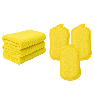<b>Towel</b> And Sponge Cleaning Set Non Stick Dishcloth Large Size Kitchen Double Sided Multi Functional Sponge Block - Product Image 2