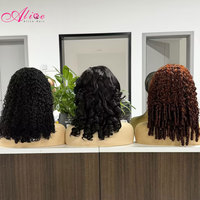 Wig Rambut Kamboja Grosir, Wig Keriting 100% Rambut Asli, Wig Frontal SDD 14 Inci Keriting Mewah 13 x 4