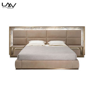 Modern ultra Premium Villa Hotel Bedroom <strong>Furniture</strong> Set king Size Luxury Fabric Double Bed with <strong>Led</strong> <strong>Lights</strong> - Product Image 6