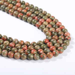 Natural Flower Green <strong>Stone</strong> Round Multicolor Loose Bead Wholesale Serpentine <strong>Jade</strong> Gemstone Jewelry Bracelet Making Supplies - Product Image 6