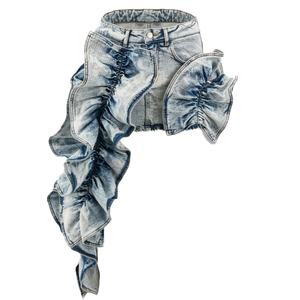 Wholesale Woman Dress 2024 Designers Ladies Jeans Short Dress Denim Mini Skirt Ruffle for Women - Product Image 4