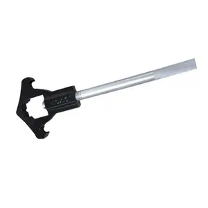 Double head adjustable hydrant wrench with length 19-1/2'' ductile iron head with a deeply knurled chrome plated steel handle