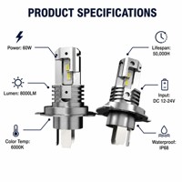 Ampoules de phares LED H4 6000K blanc froid super lumineuses, remplacement halogène Plug and Play pour voiture, camion, SUV