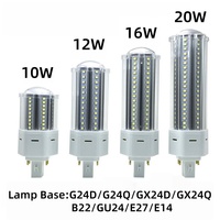 Bombilla LED Regulable Horizontal Tipo U Corn, PL G24D 2 Pines, G24Q 4 Pines, GX24D, GX24Q, E27, E26, E14, B22, G24, 10W, 12W, 16W, 20W, CE