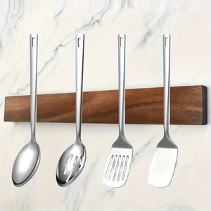 Porte-couteaux magnétique en <span class=keywords><strong>bois</strong></span> avec une double rangée puissante et une bande de <span class=keywords><strong>support</strong></span> en <span class=keywords><strong>bois</strong></span> de noyer robuste - Product Image 2
